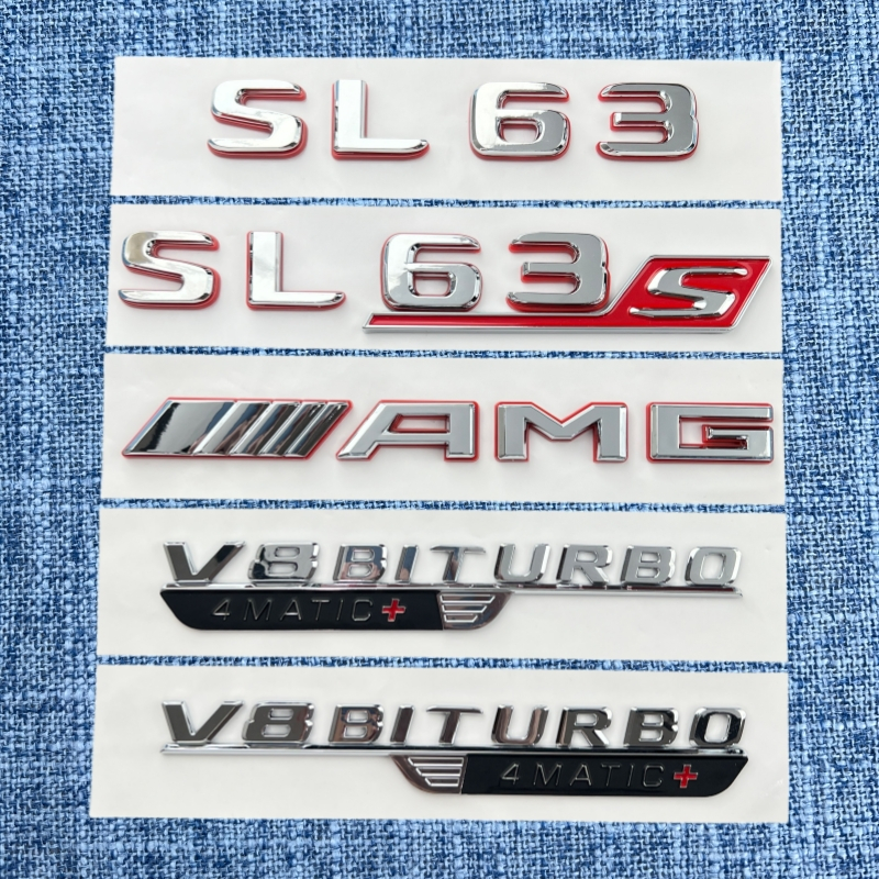 เหมาะสําหรับ Mercedes-Benz SL43 SL55 SL63 SL63S ดัดแปลง AMG ด้านหลังสัญลักษณ์ V8 ด้านข้างสัญลักษณ์ h
