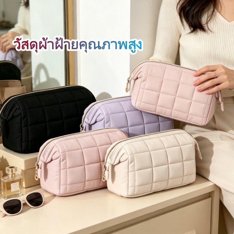 กระเป๋าแต่งหน้าสําหรับผู้หญิงกระเป๋าเดินทางกระเป๋าใส่อุปกรณ์อาบน้ําแบบกว้างเปิดท่องเที่ยว