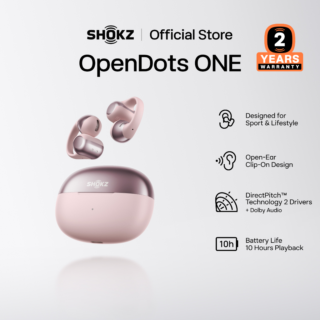 SHOKZ E310 OpenDots ONE ดีไซน์ Open-Ear เพื่อรับรู้เหตุการณ์รอบข้าง  | ใส่สบายและไม่หลุดง่าย  | ประสบการณ์เสียงสมจริง  | เพลิดเพลินต่อเนื่องได้ถึง 40 ชั่วโมง