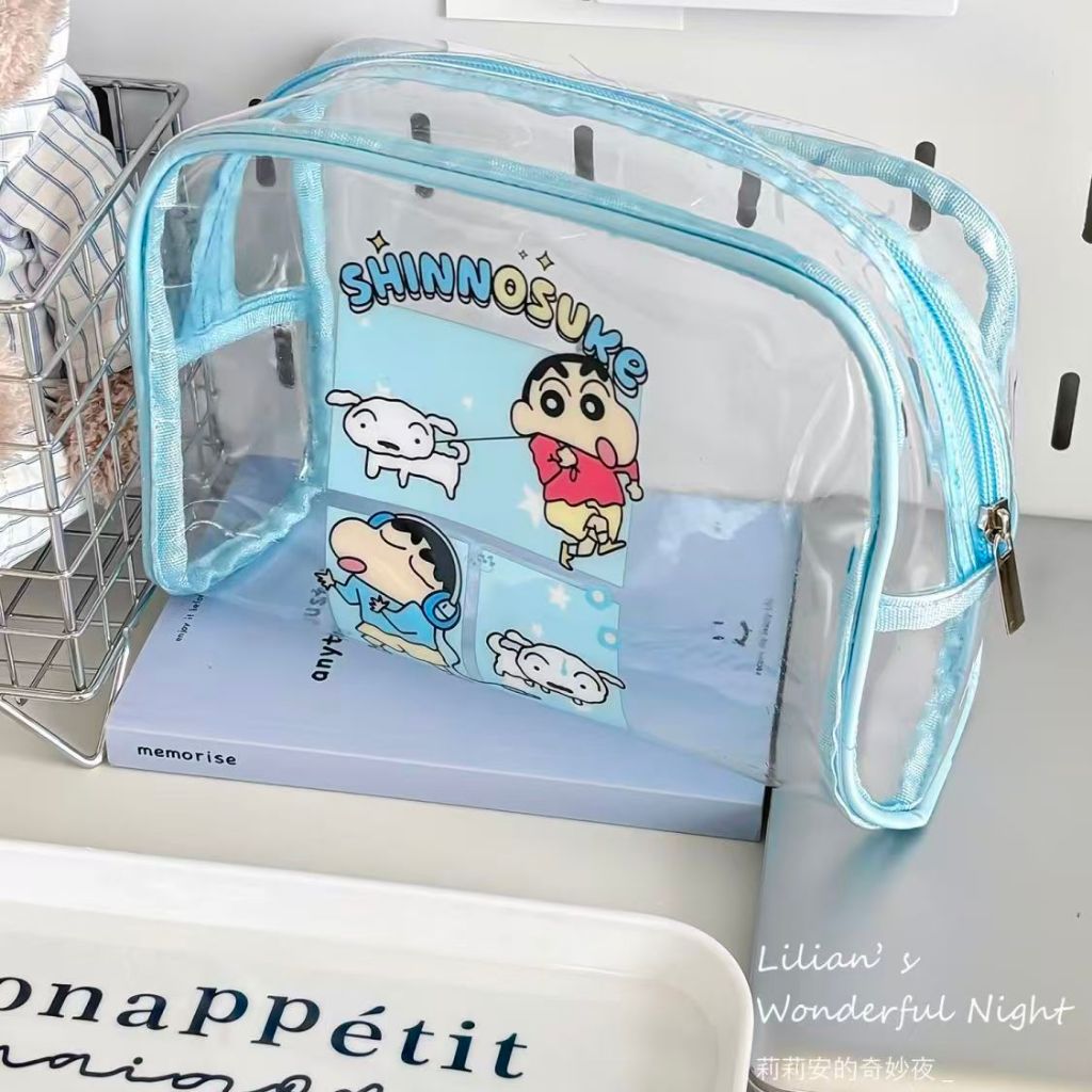 Crayon Xiaoxin Cosmetic Bag Cute Dry Wet Separation Transparent Large Capacity Female Portable Travel Wash Portable Pouch zKkC