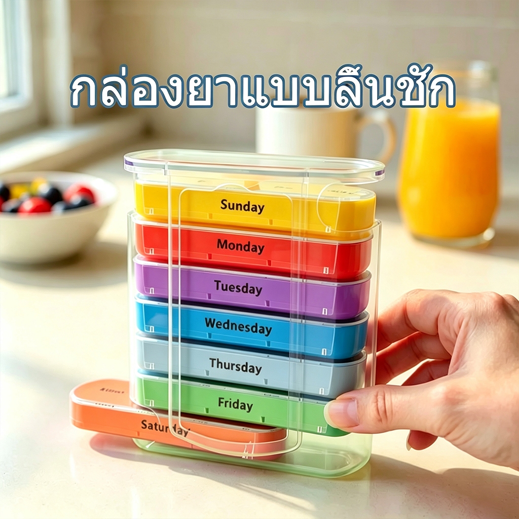 กล่องเก็บกล่องยาแยกดีไซน์เจ็ดวัน