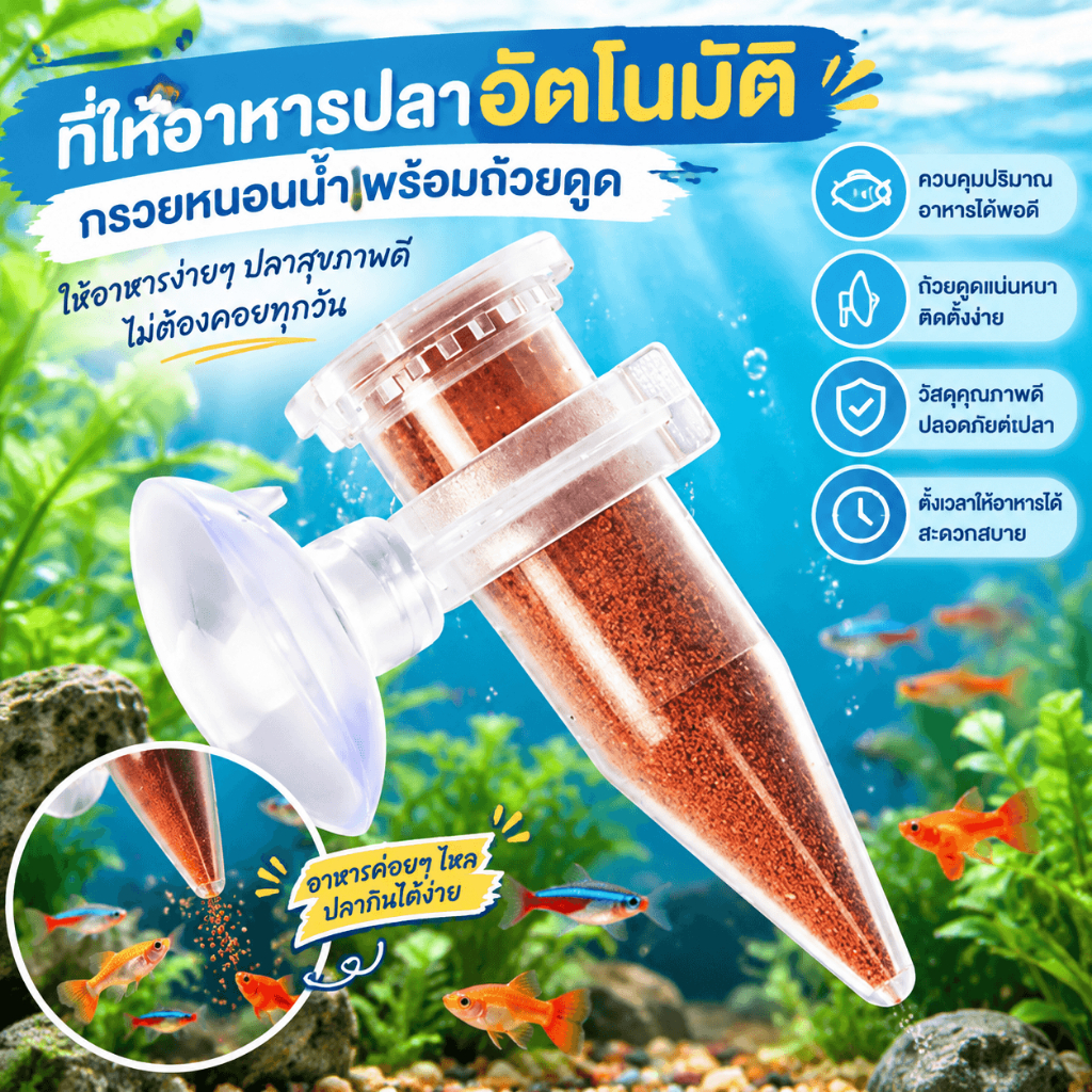 คันเอ็นเอ็ม. เครื่องป้อนปลาอัตโนมัติเรียวพิพิธภัณฑ์สัตว์น้ําหนอนป้อนถ้วยช่องทางพร้อมถ้วยดูดปลาค็อด