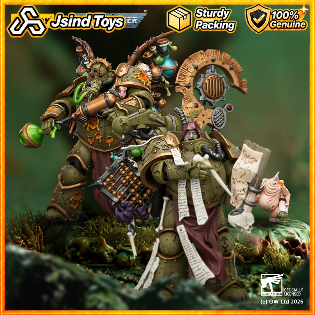 [ในสต็อก] JOYTOY WARHAMMER 40K Death Guard Biologus Putrifier &Tallyman 1/18 Action Figure