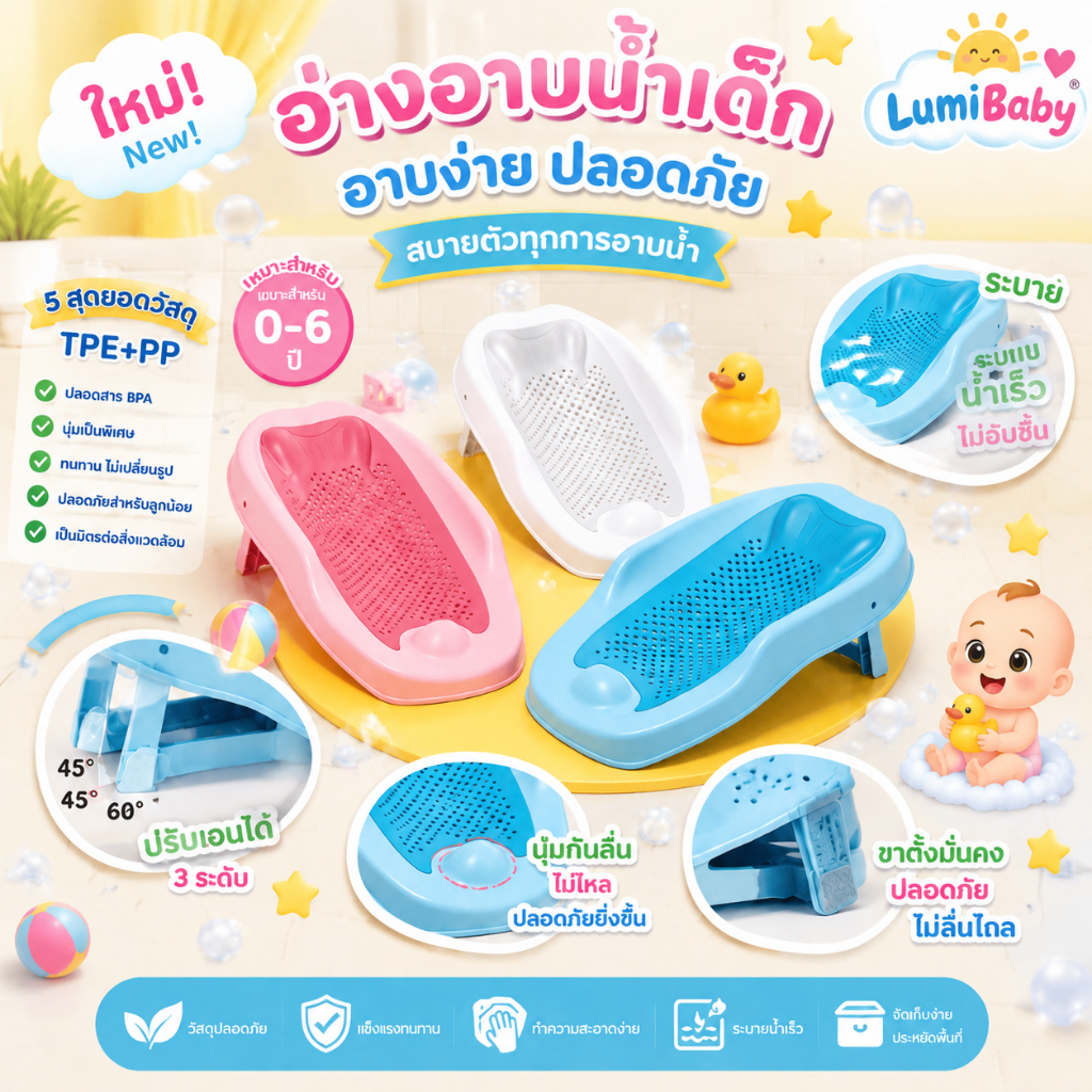 COD เบาะรองอาบน้ำเด็ก ที่รองอาบน้ำ ตาข่ายรองอาบน้ำ พับเก็บได้ กันลื่น ที่เด็กเล็ก