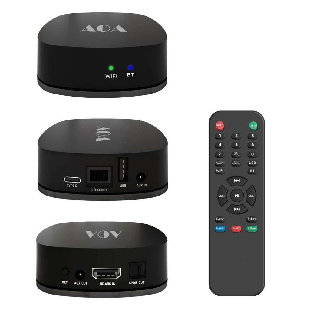 WiFi Audio Streamer AirPlay บลูทูธ 5.2 Hi-Res 192kHz/24bit Multiroom Spotify เชื่อมต่อตัวรับสัญญาณไร้สาย EMiUZEK HI5