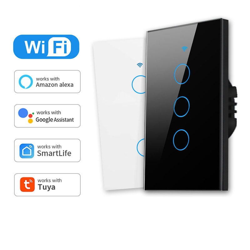 ใหม่ WiFi สวิตช์ไฟอัจฉริยะ RF433 ไม่มีสายเป็นกลางไฟเดียวสมาร์ทชีวิต Tuya App ควบคุมทํางานร่วมกับ Alexa Google Home