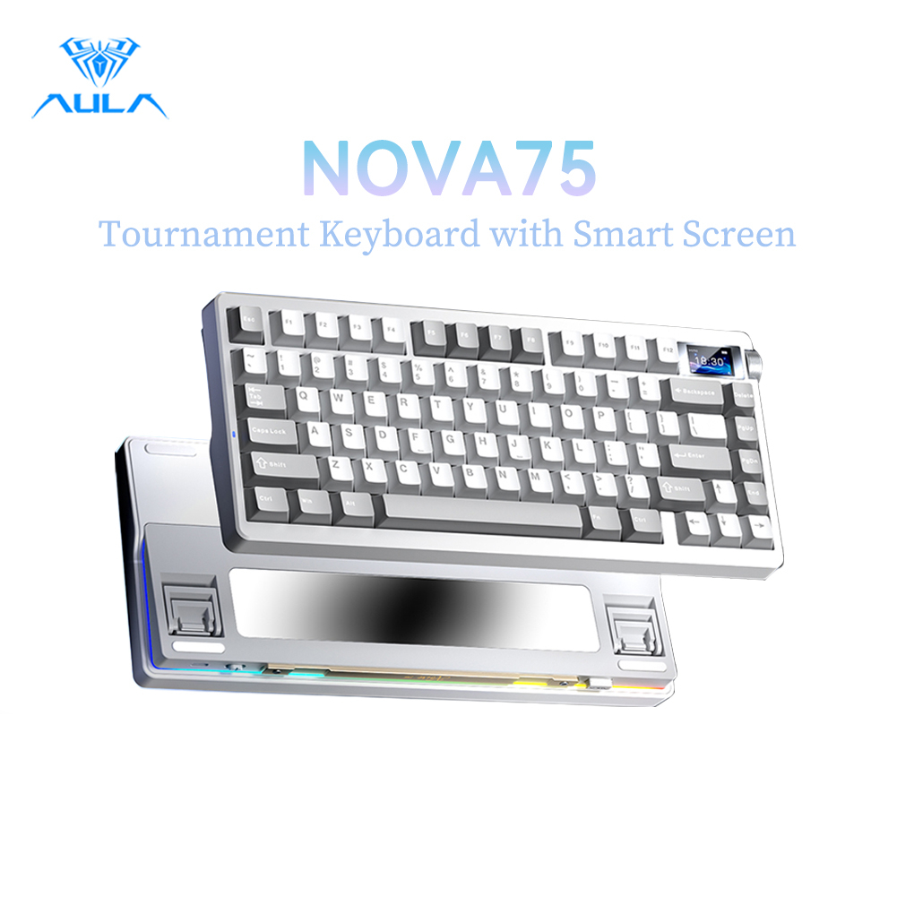 AULA NOVA75 Tournament คีย์บอร์ดแบบกําหนดเอง 75% 80Key หน้าจออัจฉริยะการออกแบบปะเก็น 6 ชั้นในเปลือกหนาที่ทนทาน