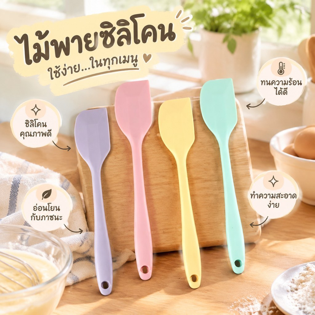 ซิลิโคนครีมไม้พายทนความร้อน Non-Sti ไม้พายที่สมบูรณ์แบบสําหรับทําอาหารเบเกอรี่และกวนเครื่องมือครัวเกรดอาหาร