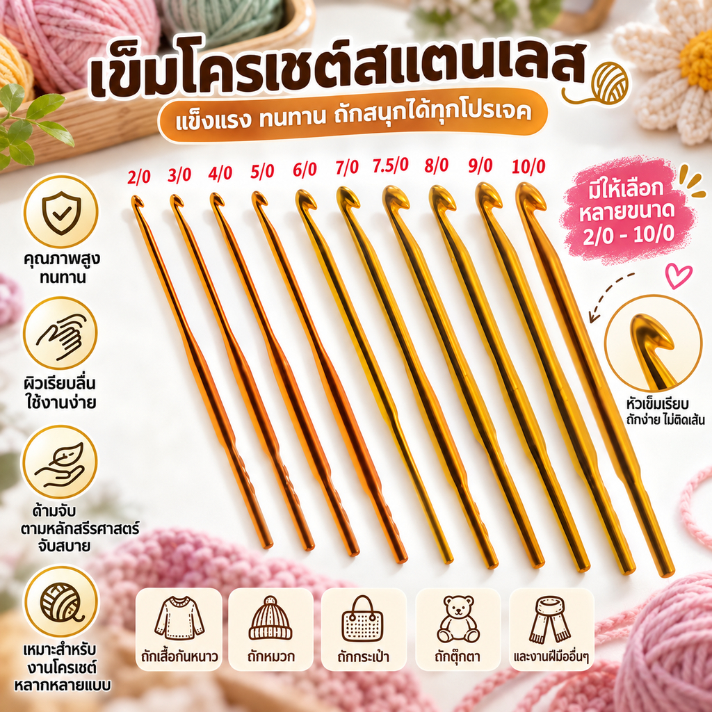 # Home EE # 10 ชิ้น Alumina โครเชต์ตะขอชุด DIY เข็มถักบ้านถักจักรเย็บผ้าเครื่องมือ