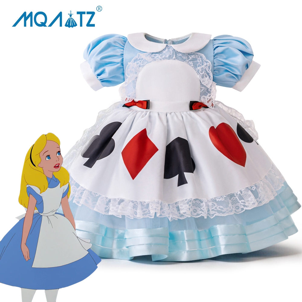 MQATZ Alice Lolita คอสเพลย์วันเกิดชุดสําหรับเสื้อผ้าเด็กทารกหัวใจชุดเจ้าหญิงตุ๊กตา Baptism Party Gow