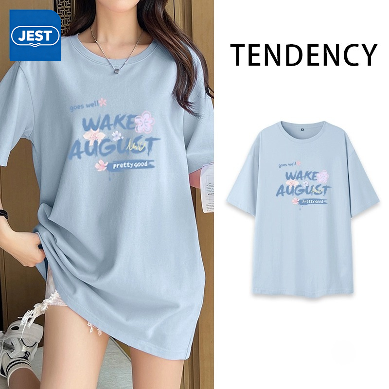 เสื้อหญิงแขนสั้น Jeanswest 2025｜คอกลม oversize｜ผ้าฝ้ายหนาพิเศษ สำหรับฤดูร้อน สไตล์สตรีท