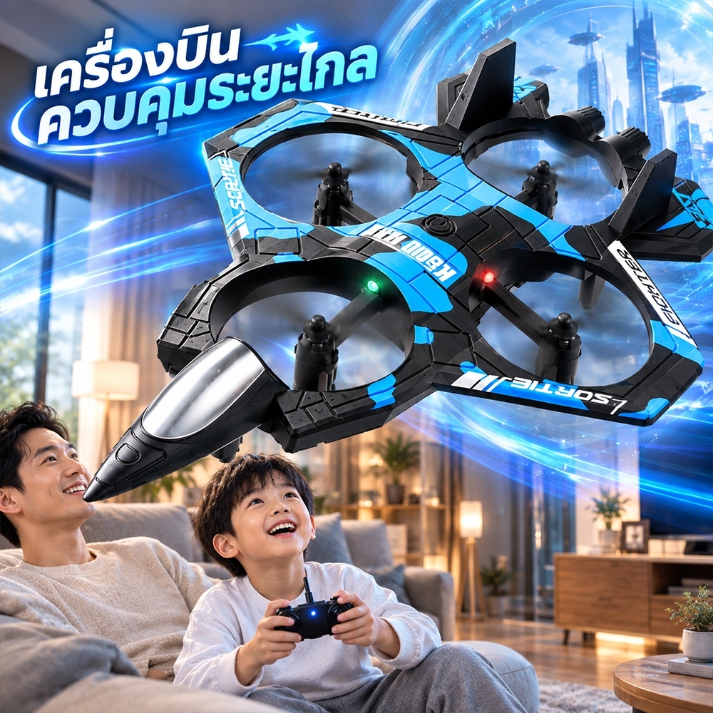 เครื่องบินบังคับวิทยุ RC 2.4GHz EPP กันกระแทก ทนตก บินผาดโผน 360° พร้อมไฟ LED