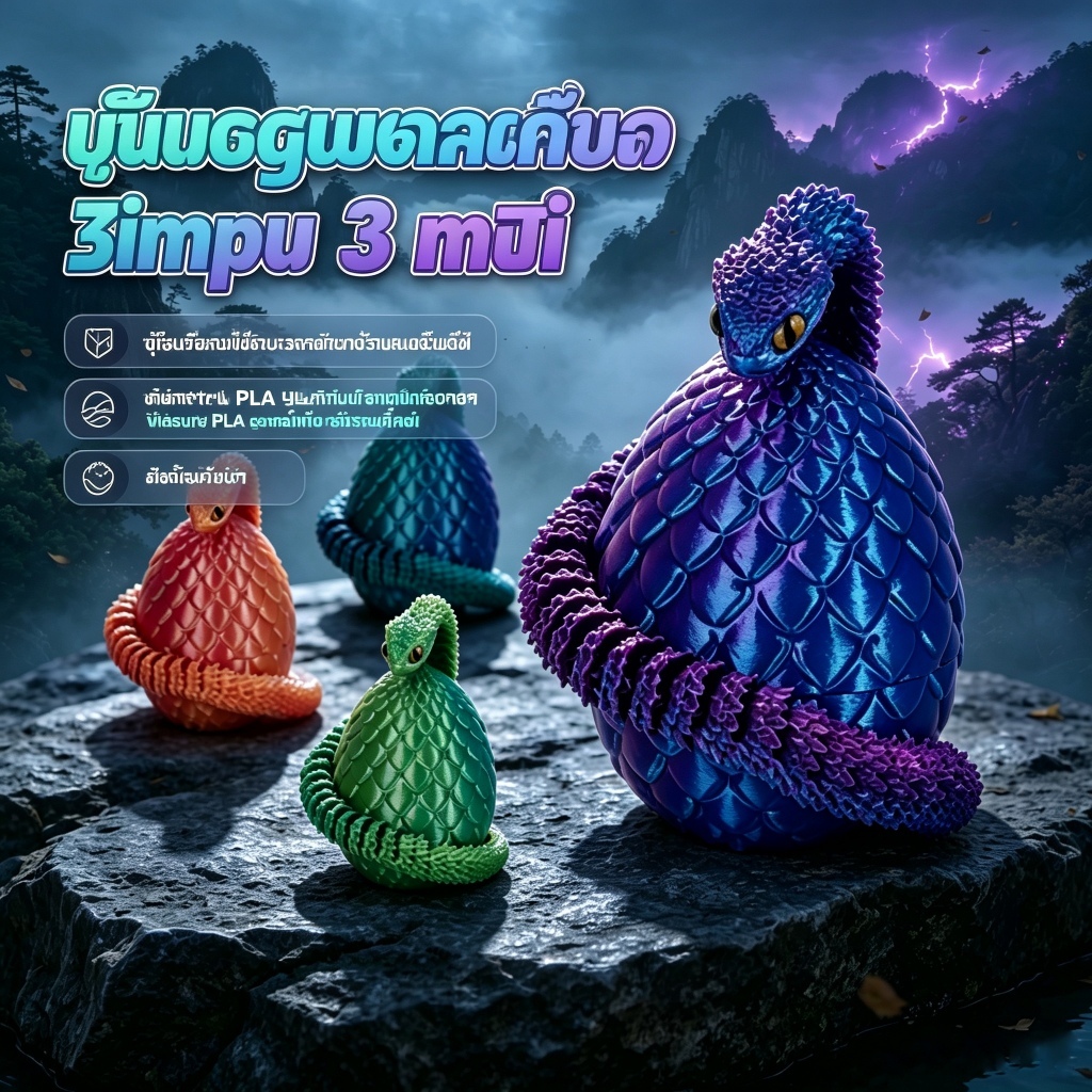 3D พิมพ์งูเรืองแสงพร้อมชุดไข่, เรืองแสงแบบประกบใน Dark Snake ตุ๊กตาเดสก์ท็อปตกแต่งของเล่น