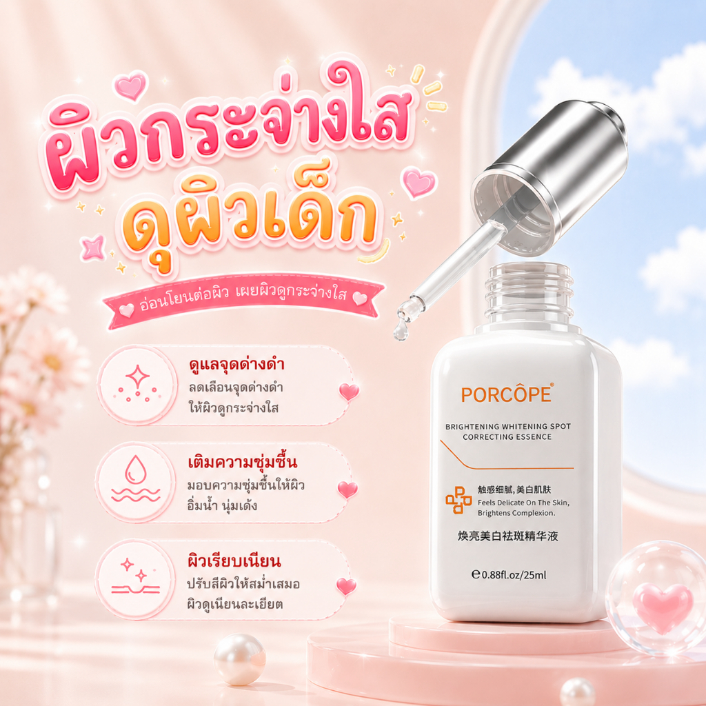 【PORCOPE】เซรั่มไวท์เทนนิ่ง ลดจุดด่างดำ ผิวกระจ่างใส Niacinamide Brightening Serum 25ml