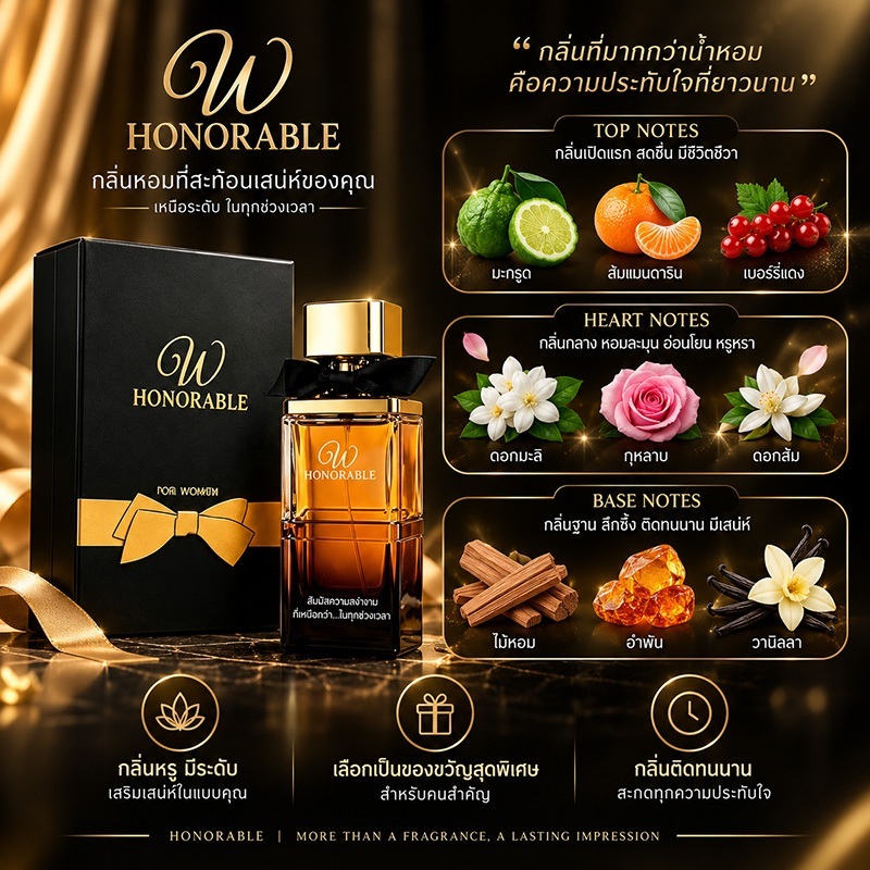 น้ําหอมติดทนนานหรูหรากล่องของขวัญกลิ่นหอมสําหรับออกเดททํางานทุกวันSelling Honorable Women Eau de Parfum 100ml Elegant Floral Fruity