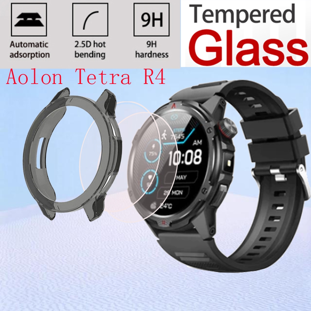 เคส Aolon Tetra R4 นาฬิกา Hard Glass Smartwatch ฟิล์มป้องกันสําหรับ AolonTetra R4 สมาร์ทนาฬิกากระจกนิรภัยป้องกันหน้าจอ