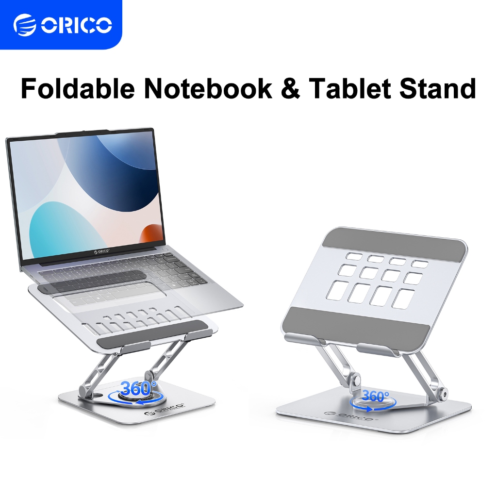 Orico ขาตั้งแล็ปท็อปที่วาง iPad แบบพับได้ 360°ขาตั้งแท็บเล็ตปรับความสูงหมุนได้อลูมิเนียมอัลลอยด์แท็บเล็ตขาตั้งโทรศัพท์ (FB2)