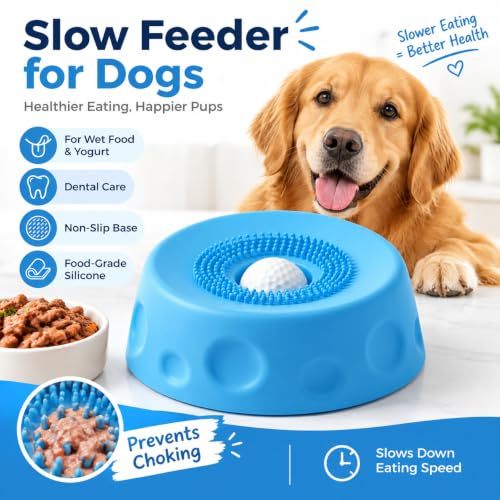 Slow Feeder ชามสุนัขสําหรับ Liquid Treat Anti-Slip Entertained Ball-in Bone Broth สุนัข Lick ชาม 3/4 ถ้วยโยเกิร์ต Pup Lick ของเล่น
