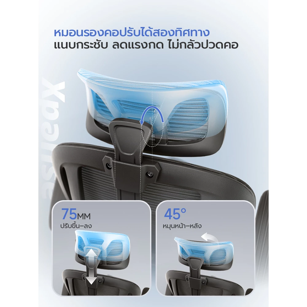 Xpanse W902 รองรับเอวระยะคงที่ เก้าอี้สุขภาพ เก้าอี้ทำงาน  เบาะใยระบายความร้อน พนักพิงศีรษะปรับ2ทิศทาง ergonomic chair thumbnail 5