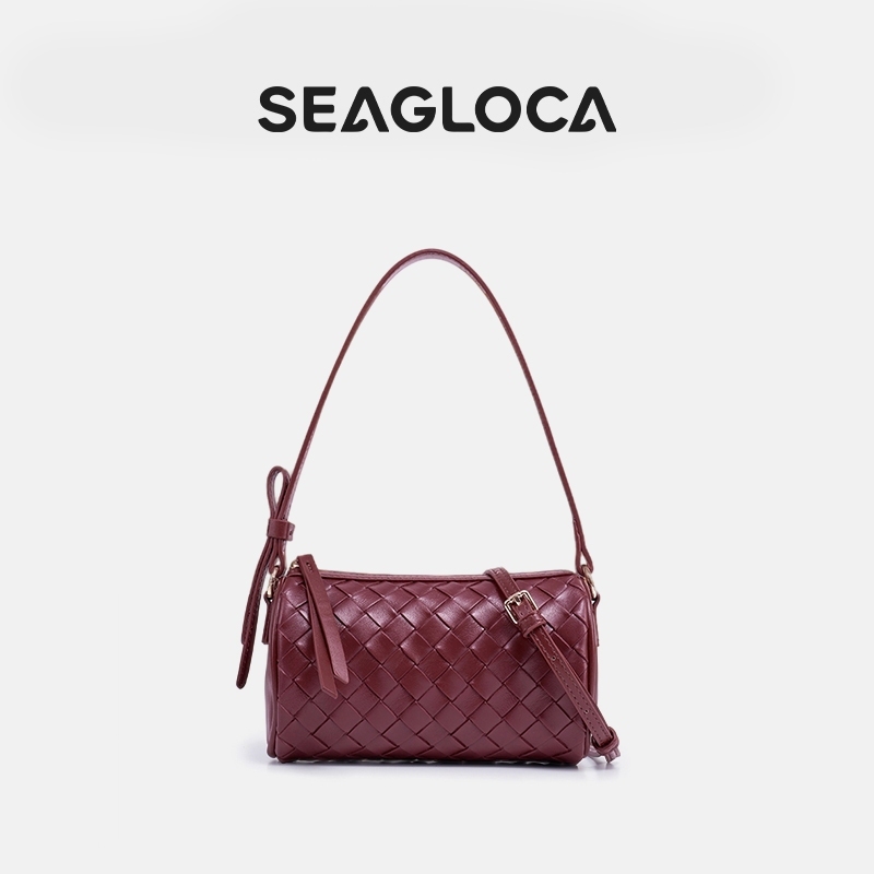 SeaGloca ทอรูปแบบหนังนุ่มกระเป๋าสะพายข้าง Retro กระเป๋าทุกวันสําหรับผู้หญิงไม่มี 10003