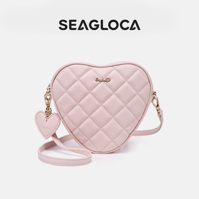 SeaGloca Chic Heart Quilted Crossbody Bag หนังนุ่มหวาน Minimalist Design สําหรับผู้หญิงไม่มี 10004