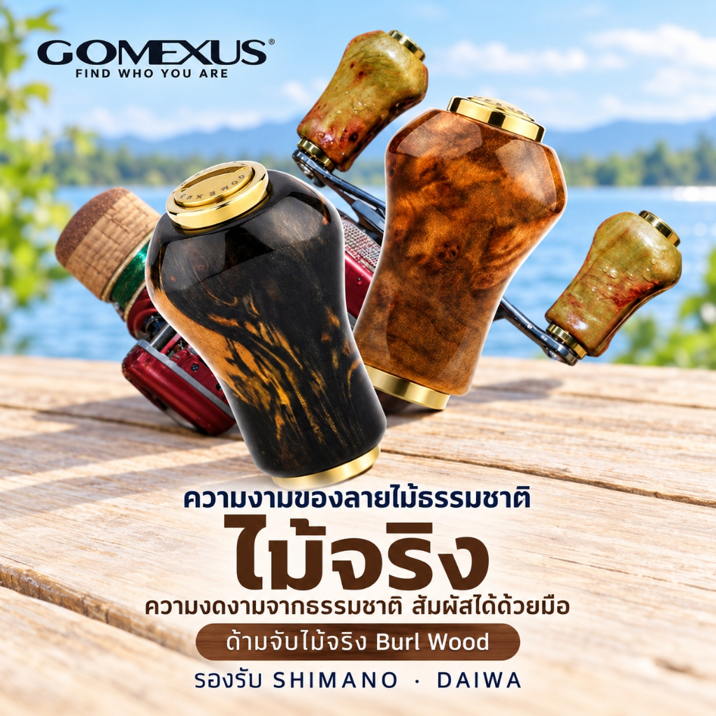 Gomexus مقبض بكرة خشب وتيتانيوم Cypress ‏22 مم — صورة 4