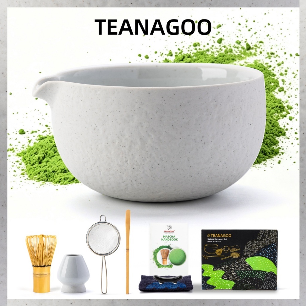 TEANAGOO ชุดชามัทฉะเซรามิก ผิวเคลือบหินภูเขาไฟสีเทา สำหรับบ้านและร้านชานม ของขวัญบริษัท คนรักงานคราฟต์