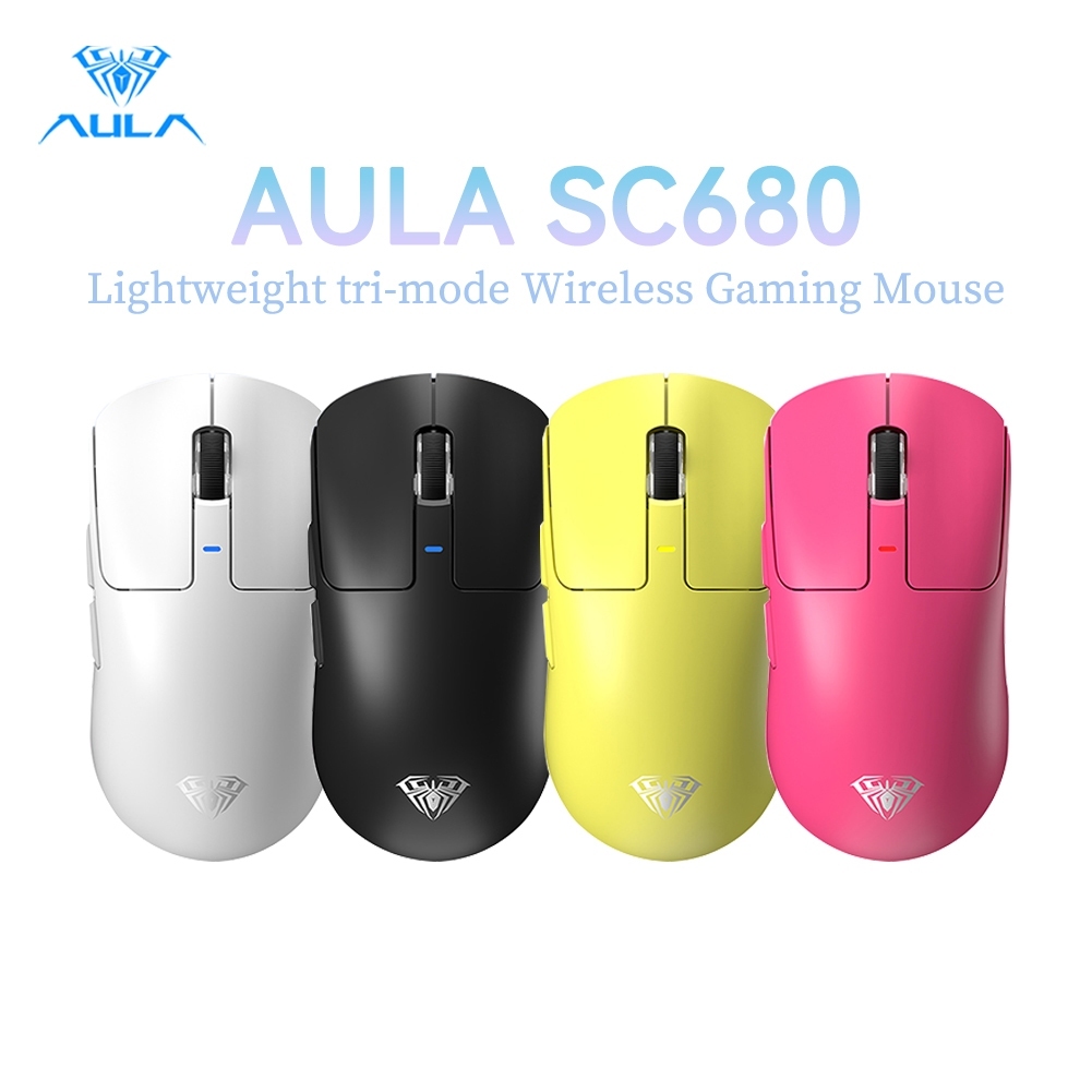 Aula SC680 เมาส์ไร้สาย 58g เมาส์แสงอัลตร้า PAM3395 เซ็นเซอร์เหมาะสําหรับสํานักงานและการเล่นเกม