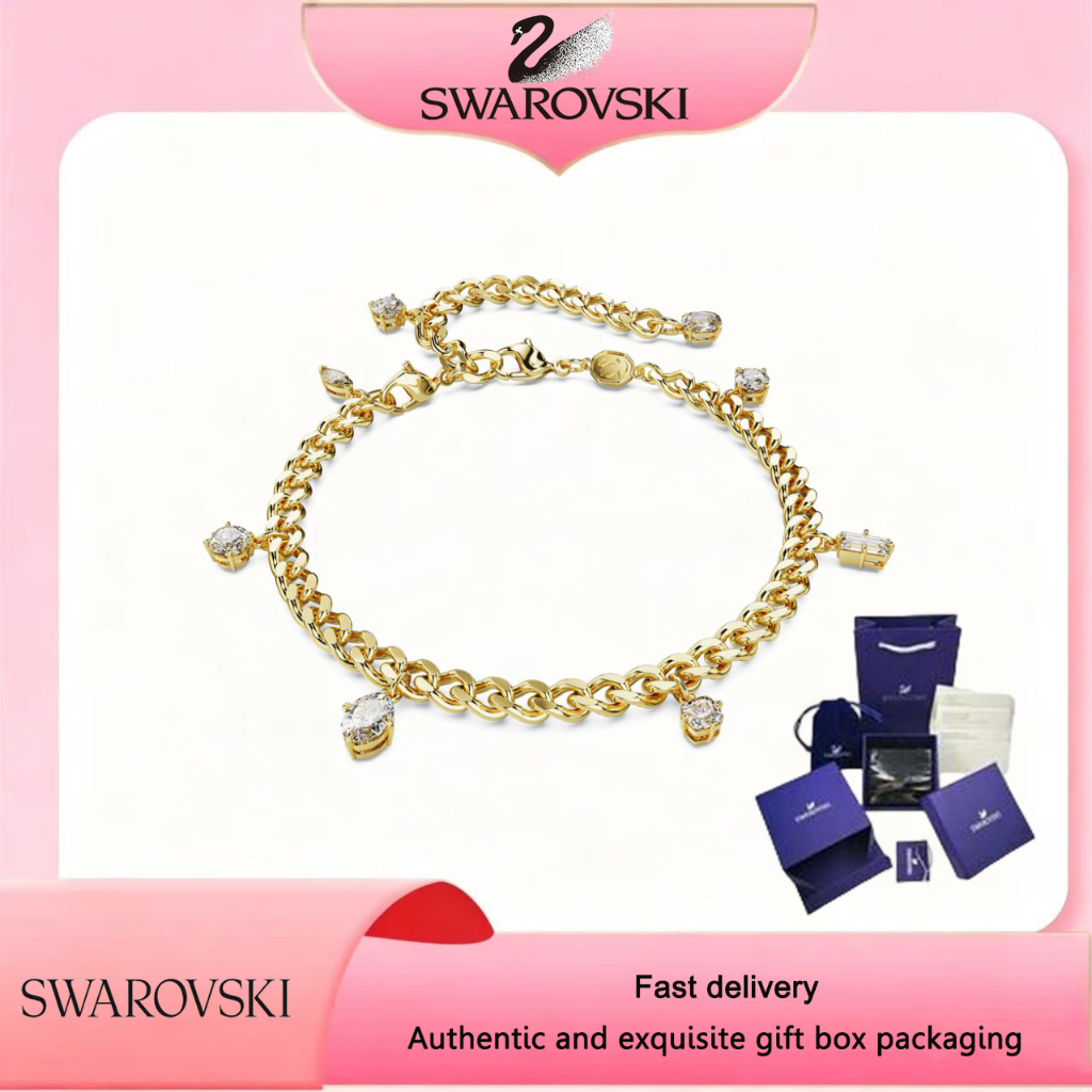 SWAROVSKI สวารอฟสกี้ (ใหม่) สร้อยข้อมือสุภาพสตรีแฟชั่น สร้อยข้อมือ ชุบทองผสมตัดเพชรสีขาว เด็กซ์เทร่า สร้อยข้อมือและกําไลเท้า ของขวัญวันวาเลนไทน์ของขวัญวัน