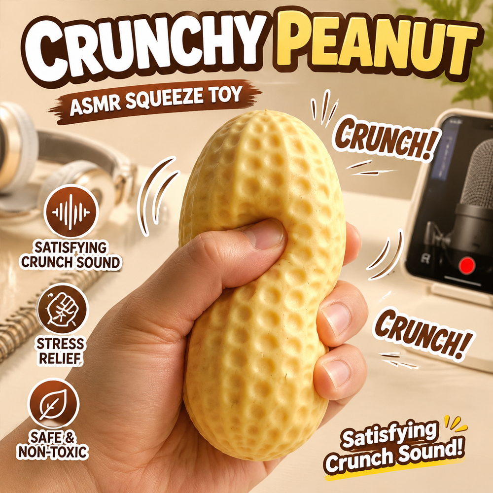 ทำมือ สกุชชี่ถั่วลิสง Crunchy ASMR ของเล่นบีบคลายเครียด มีเสียงกรอบแกรบ นุ่มบีบเพลิน Fidget Toy วัสดุ TPR ขนาด 10 ซม.