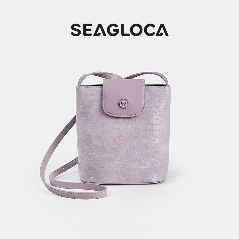 SeaGloca Bucket Crocodile Embossed Crossbody with Butterfly Buckle Phone Bag for Women No 10013