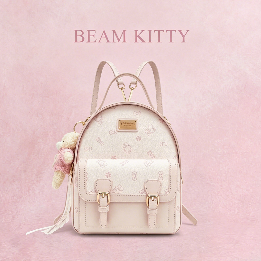 Beam Kitty กระเป๋าเป้สะพายหลังน่ารักหรูหราในราคาที่จับต้องได้ กระเป๋าเป้สไตล์นักเรียนสุดน่ารัก กระเป๋าผู้หญิงอเนกประสงค์