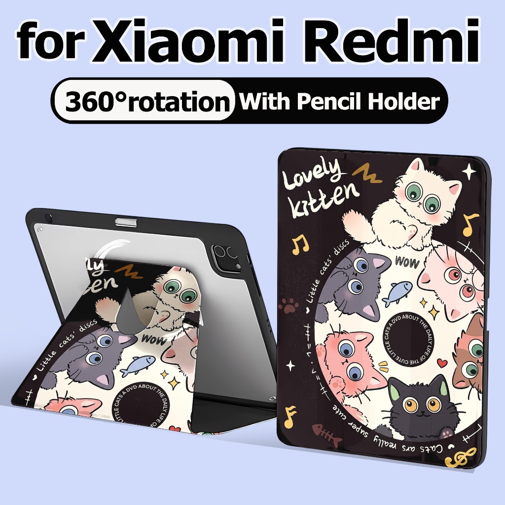 เคสแท็บเล็ต Redmi/Xiaomi สําหรับ Redmi Pad SE 11 Redmi pad2 Xiaomi Pad 7/7 Pro 6/6Pro Xiaomi 5/5 Pro เคส Redmi 10.61 pad pro12.1 มุนได้360องศา เคส Xiaomi ปกผู้ถือปากกาด้านขวา