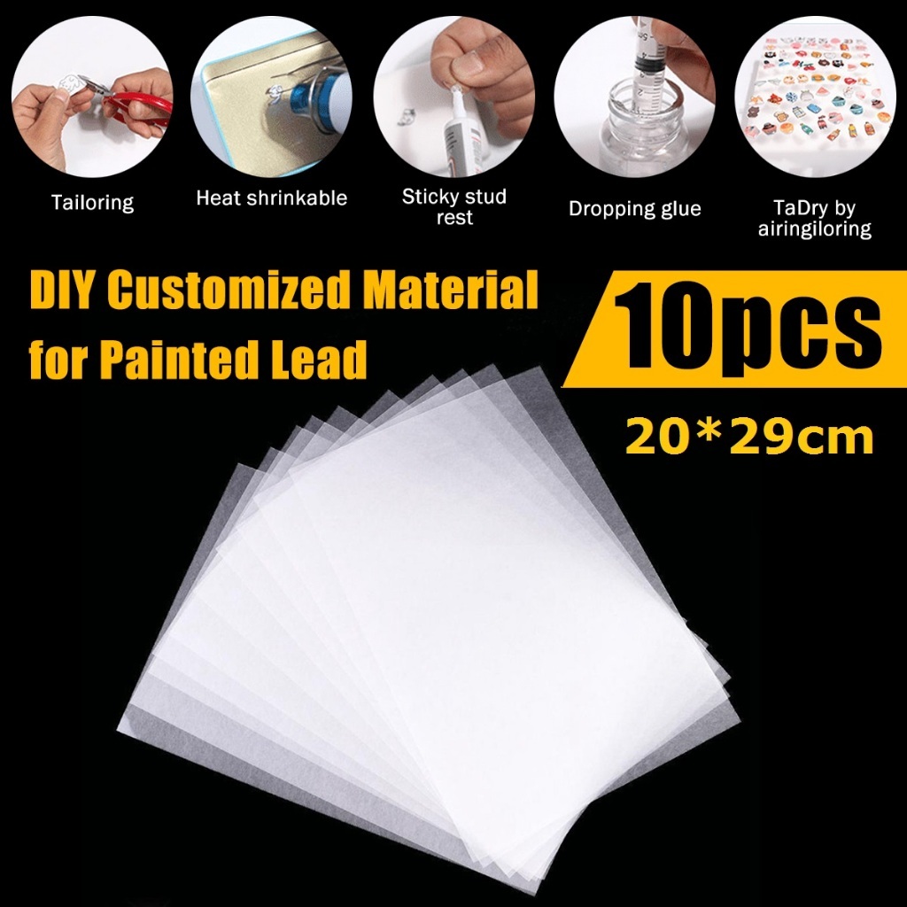 CREAMY 10PCS 20X29cm กระดาษหดความร้อนฟิล์มหดแผ่นกระดาษสำหรับ DIY แขวน Charms Fine Polish