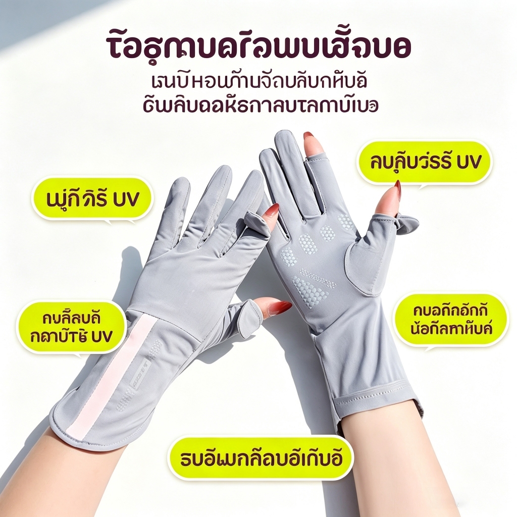 ถุงมือป้องกัน ยูวี สําหรับฤดูร้อนของสุภาพสตรีผ้าไหมน้ําแข็งสัมผัสถุงมือหน้าจอสัมผัสกันลื่นแบบยาวเหมาะสําหรับการขับขี่และขี่จักรยานกลางแจ