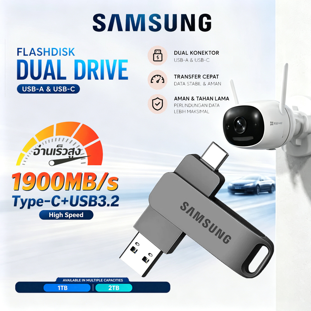 🔥รับประกัน 5 ปี🔥Samsung U Disk 2TB USB3.2 Type-c 2 in 1 กันน้ํา ความเร็วสูง 1TB 2TB แฟลชไดรฟ์ แฟลชไดรฟ์โลหะ flashdrive Pendrive