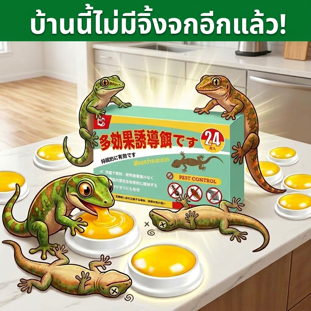 ไม่มีจิ้งจกนาน 50 ปี Hb ยาฆ่าจิ้งจก ยาฆ่าตุ๊กแก ไล่จิ้งจก 1 กล่อง 24 เม็ด ฆ่าตุ๊กแก ไล่ตุ๊กแก ยาไล่ ล่อแมลงได้อย่างทรงพลัง อัตราการกำจัดสูงถึง 99.99%