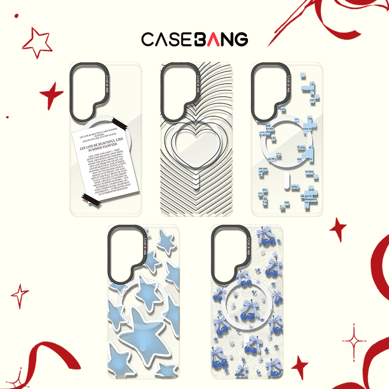【แผ่นหลังแม่เหล็ก】For Samsung S24-S26,CASEBANG Original Minimal-Blue Series เคสแม่เหล็ก ImagiSnap, เปลี่ยนกลับ, ป้องกันการตกกระแทกทหาร
