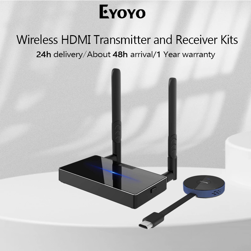 Wireless HDMI Transmitter and Receiver Kit, Full HD 4K@30HZ 1080@60Hz 5GHz 164ft Wireless Display Dongle, Plug and Play for Streaming,แล็ปท็อปพีซี, Media, PS4/5 (ชุด) (สีดํา)