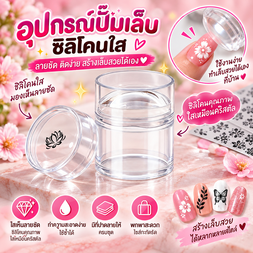 ฝันซีลเล็บโปร่งใสพร้อมมีดโกนลบได้เล็บฝรั่งเศสแสตมป์แม่แบบเล็บออกแบบเครื่องมือการพิมพ์ยาทาปั๊มเครื่องมือ