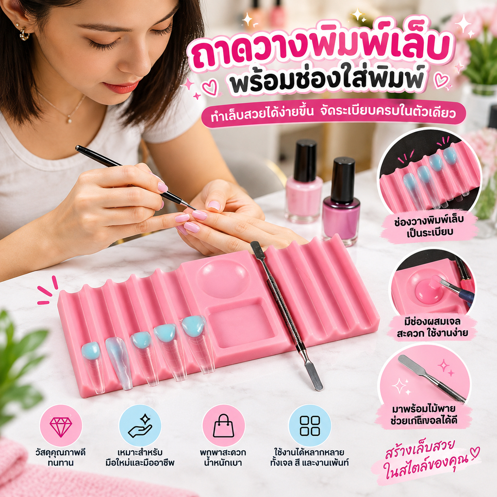 DREAMVEIL Multifunctional Nail Art Palette Organizer สําหรับผสมเจลและถือแปรงเหมาะสําหรับ Home หรือ Salon Nail Design Sessions