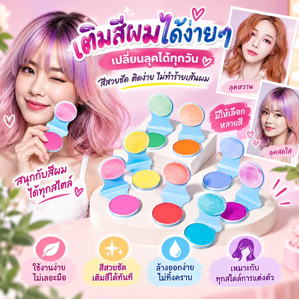 LFTH ชั่วคราวผมชอล์กล้างทําความสะอาดได้สีผมแต่งหน้าสําหรับกิจกรรมกีฬาฮาโลวีนคอสเพลย์เทศกาลบางส่วนย้อมผม lfth
