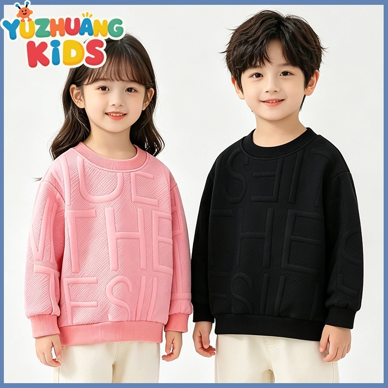 จัดส่งกทม.3-12ย เสื้อกันหนาวเด็กเสื้อแขนยาวคอกลมลายตัวอักษรผ้าฝ้ายนุ่มและสะดวกสบายผ้าฝ้าย
