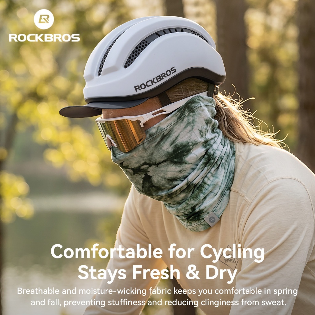 【TH Delivery】ROCKBROS Reversible Tie-Dye ผ้าพันคอ Windproof ขี่จักรยานคออุ่น Moisture Wicking Bandana คอ Gaiter สําหรับผู้ชายผู้หญิง — صورة 4