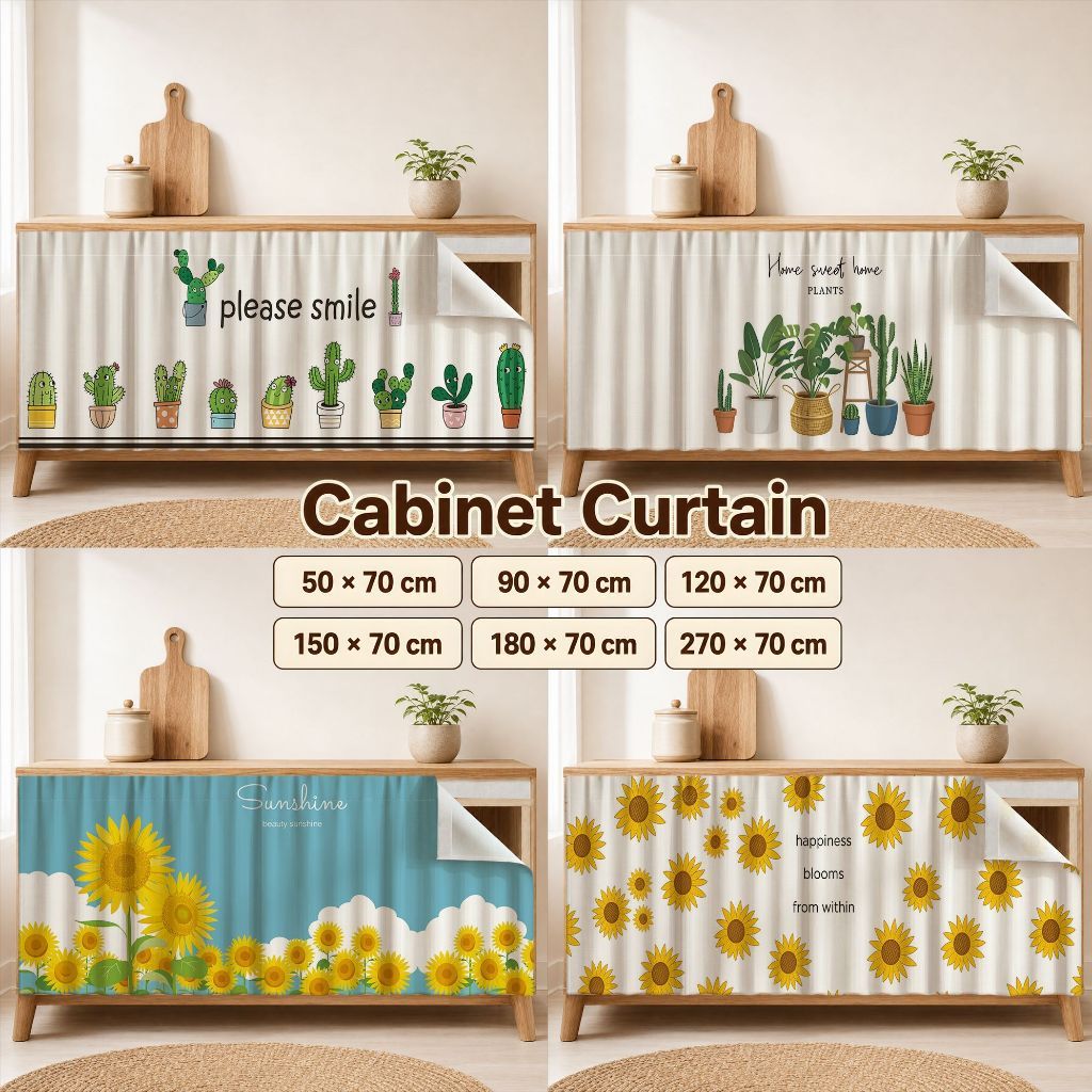 Colorblock ดอกไม้ Langsir Kabinet Dapur Langsir Sinki Dapur Tirai Dapur Palekat เทปตู้ครัวผ้าม่านโต๊ะตกแต่ง