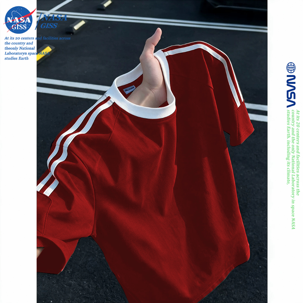 NASA تيشيرت واسع بثلاثة خطوط للجنسين — صورة 4
