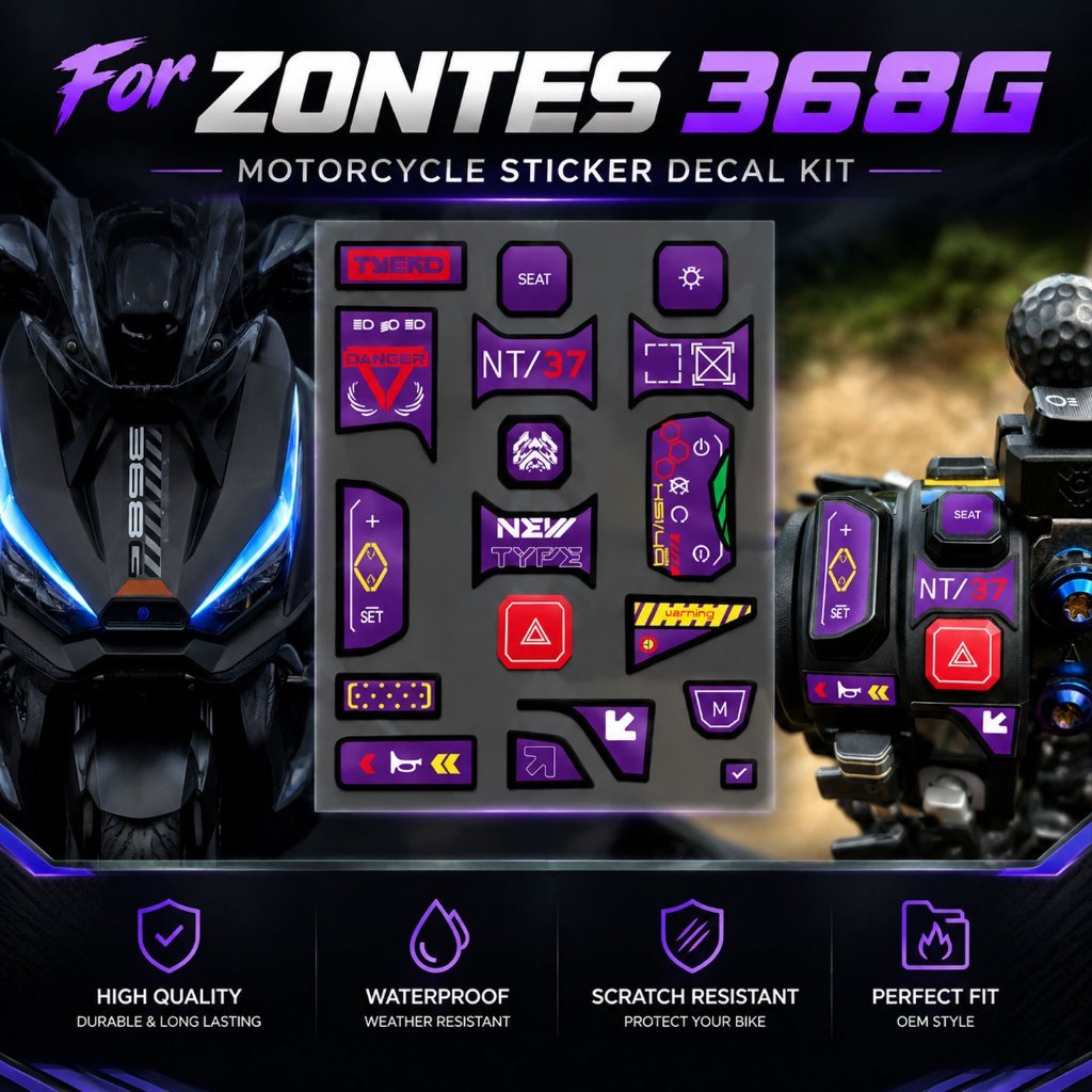 สําหรับ 2026 Zontes 368G 368 G Zontes368G รถจักรยานยนต์จับสวิทช์ PVC สติกเกอร์ปุ่ม + 368G ไฟหน้าใสป้องกันฟิล์มชุด