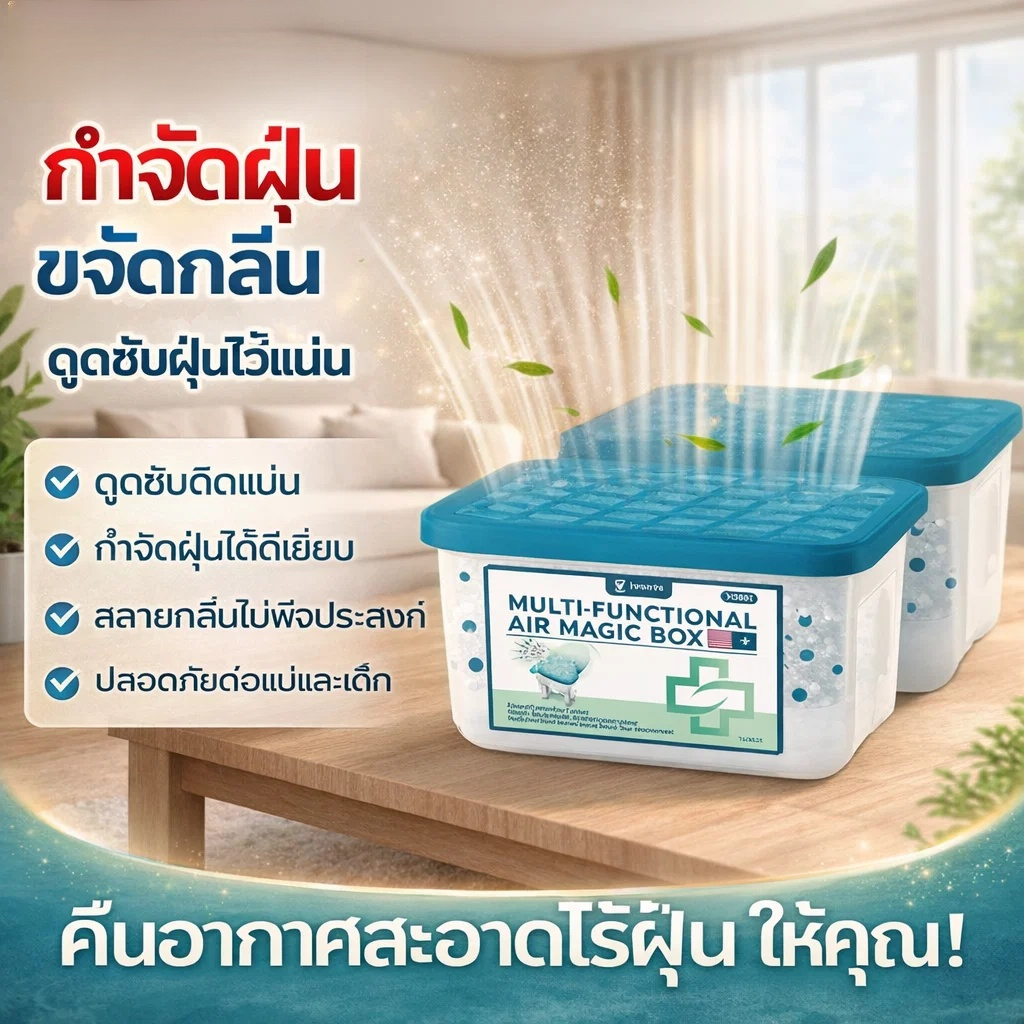 เปิดปุ๊บ สะอาดปั๊บ ฝุ่นหายหมด! กล่องกำจัดฝุ่น ไอออนลบกำจัดฝุ่น เก็บฝุ่นละออง PM2.5 ได้ ช่วยฟอกอากาศ ส่งพัสดุจากประเทศไทย
