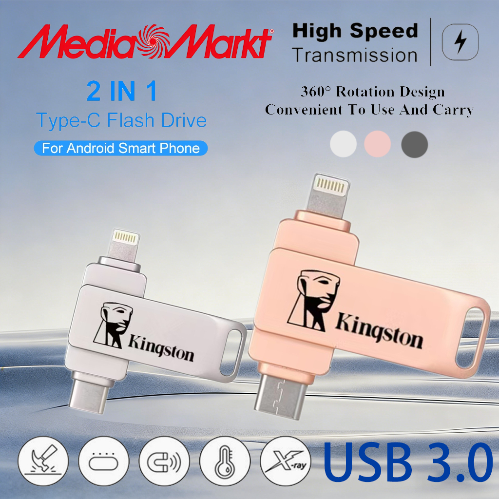 ความเร็วสูง KIngston drive 1TB Usb C แฟลชไดรฟ์ 512GB TypeC Flash Drive สําหรับ iPhone อุปกรณ์จัดเก็บข้อมูลภายนอก แฟลชไดรฟ์โลหะกันน้ํา U Disk ไดรฟ์ปากกาความเร็วสูงสําหรับ