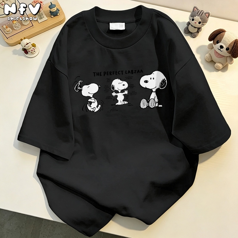 【จัดส่งตลอด 24 ชั่วโมง】NFV ใหม่ล่าสุด🌟แฟชั่นเกาหลี Snoopy ลายพิมพ์การ์ตูน เสื้อยืดเปล่า ผ้าหนายับยากรีดง่าย YG514